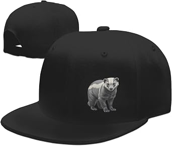 Snapback Flat Bill Fitted Hat for Men Women Vintage Honey Badger Adjustable Dad Snap Pack Trucker Baseball Cap Black Skateboard Accessories