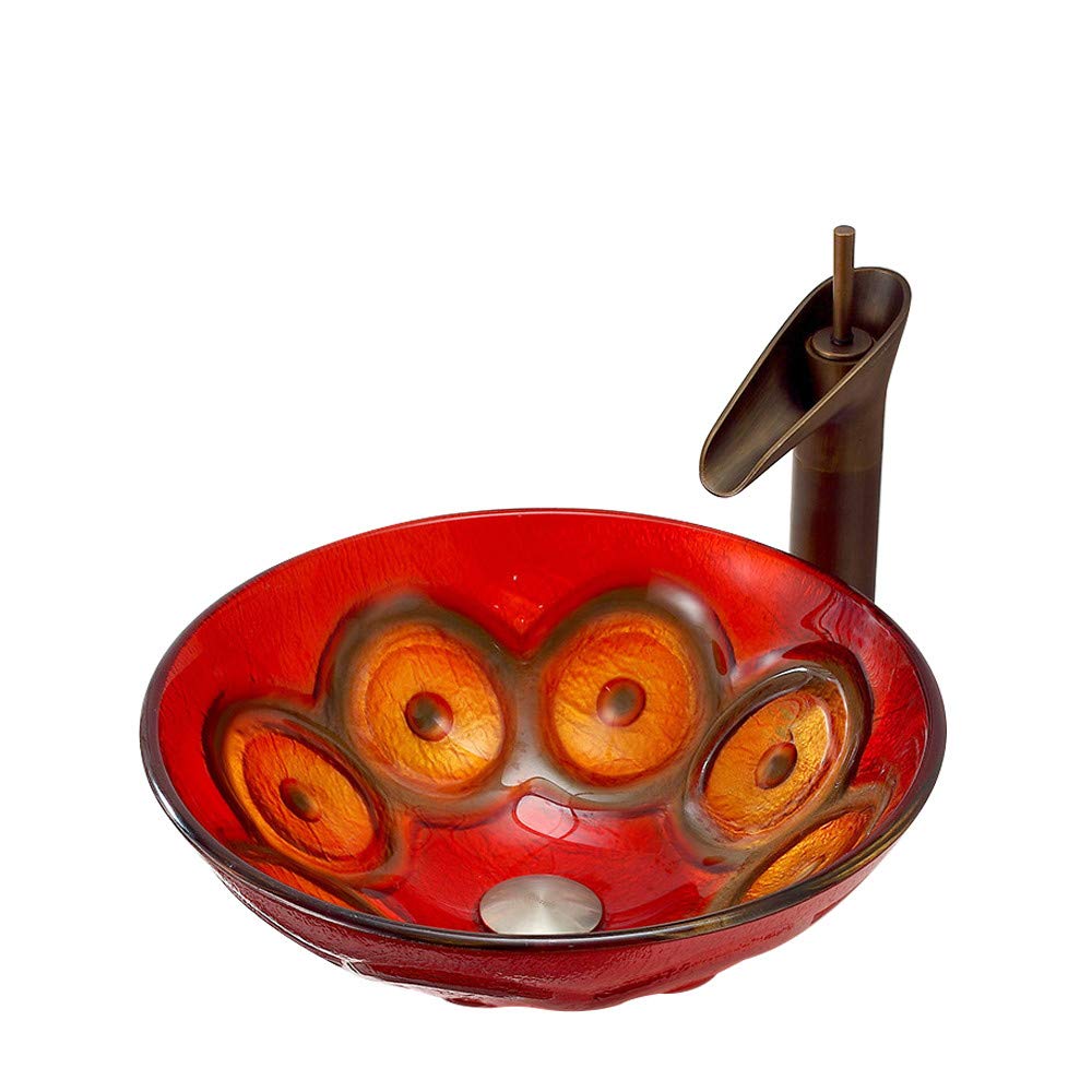 Vasque de salle de bain rouge avec robinet pour remplacer un lavabo classique