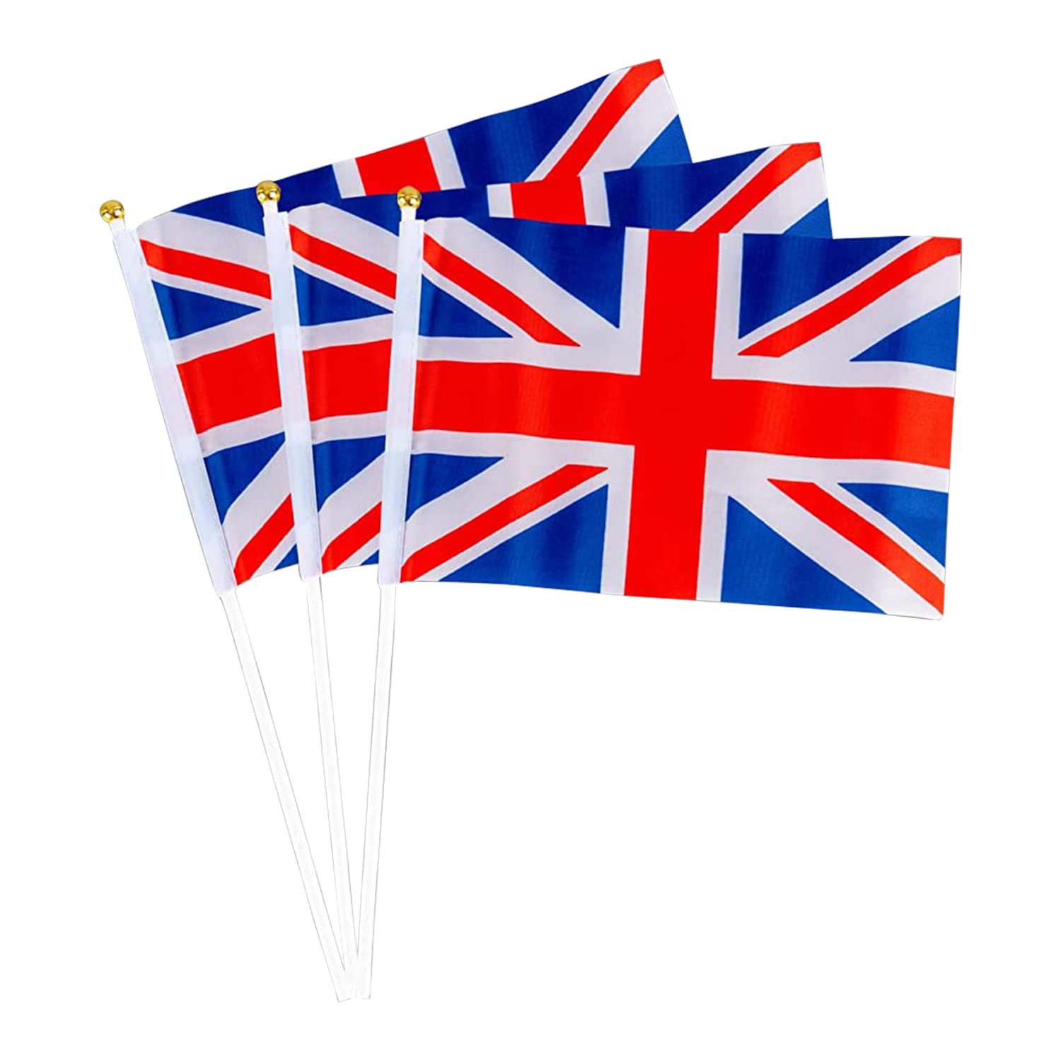 Trimming Shop 1000pc, Union Jack Hand Flags – 14x21cm Mini Waving Flags for Royal Street Parties, BBQs, Car Decor, Sporting Events & UK Celebrations – Spear Top Polyester Design