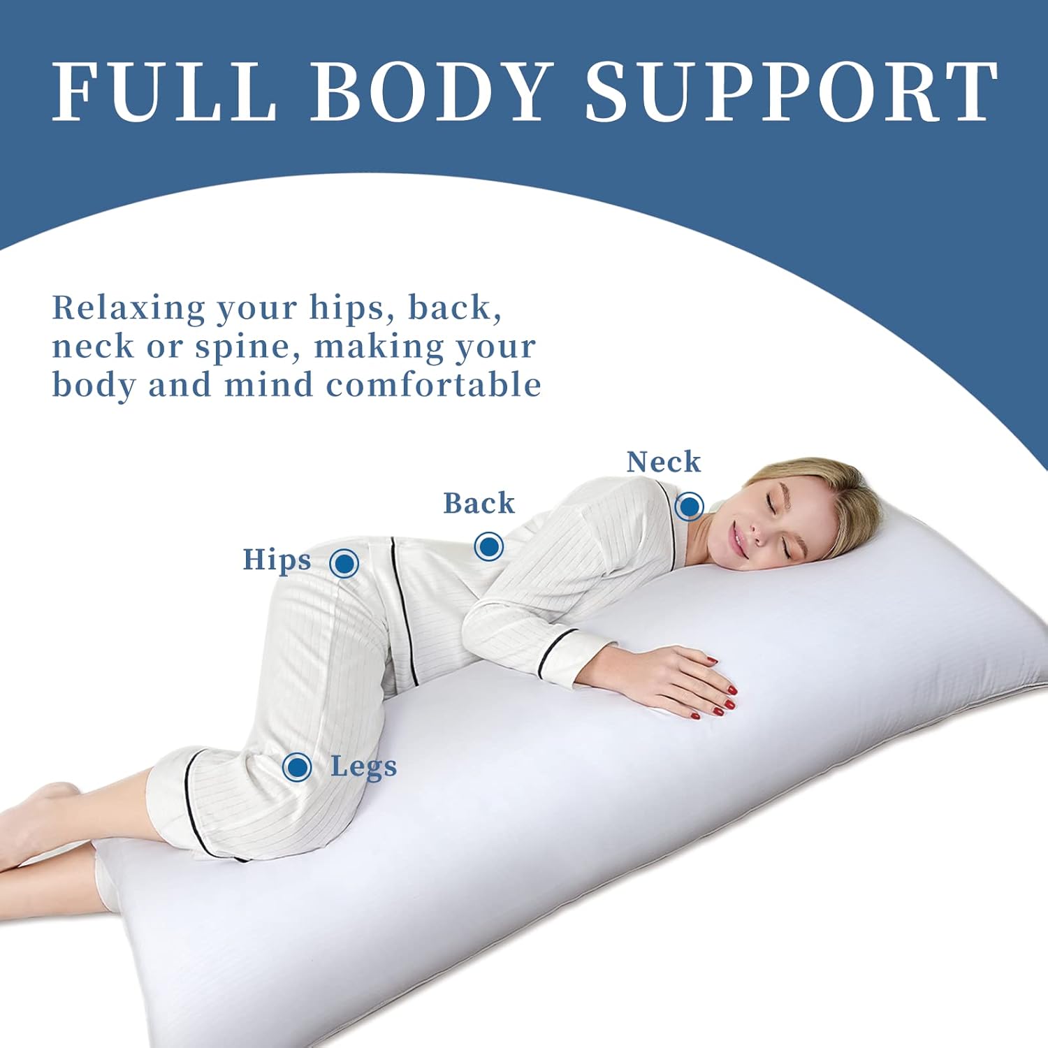 YKiMi Large Body Pillows for Adults,Premium Full Body Pillow Insert for Side Sleeper, Soft & Fluffy Long Pillow for Bed, Machine Washable, White, 20x54 Inches : Health & Household