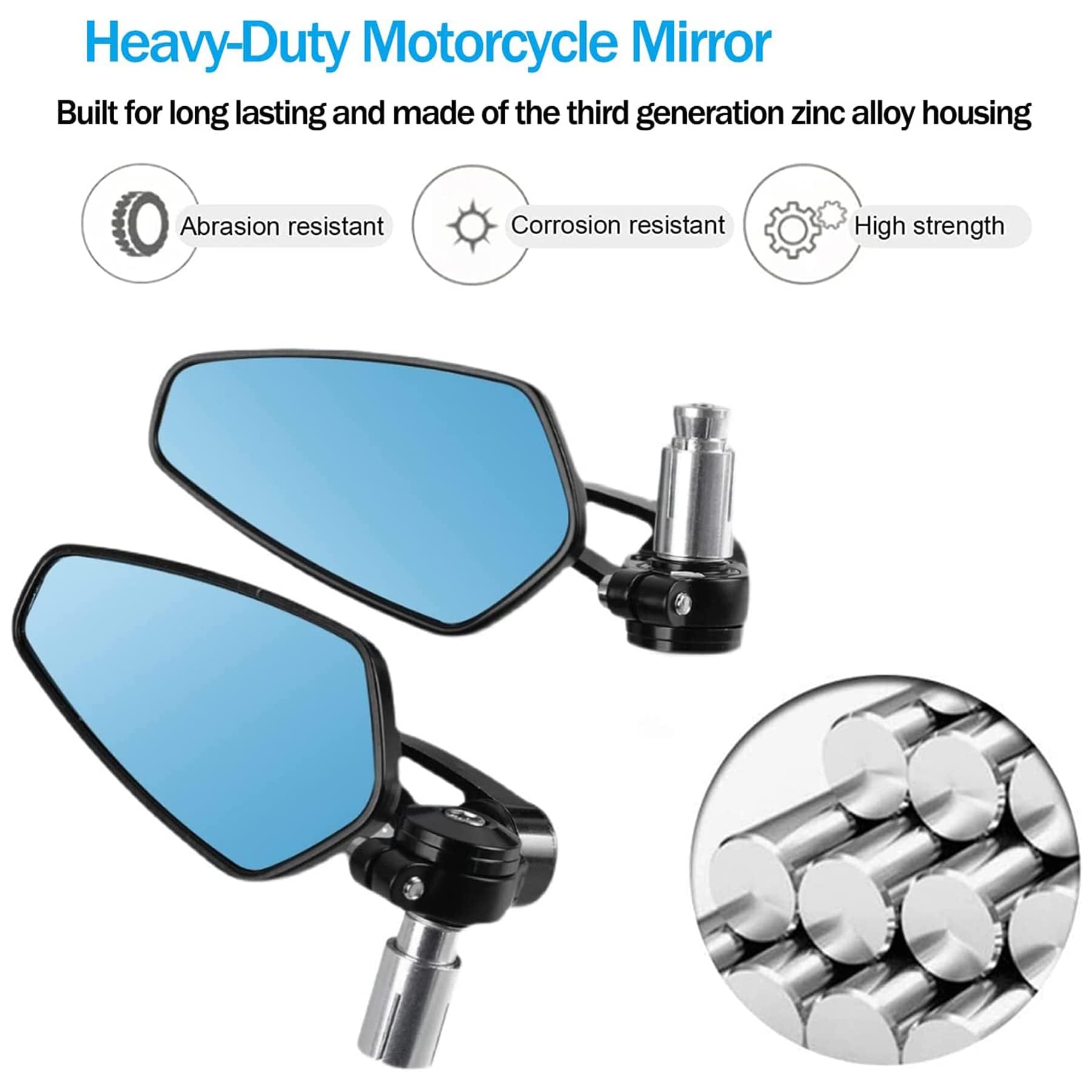 Heart Horse Rétroviseur de Moto Universel 7/8",Bar End Rétroviseurs CNC,Retroviseur Embout de Guidon Anti-Glare Rétroviseur Moto Latéraux pour Moto CBR600 FZ07 FZ09 MT03 MT07 MT09 Z125 Z900 (Bleu)