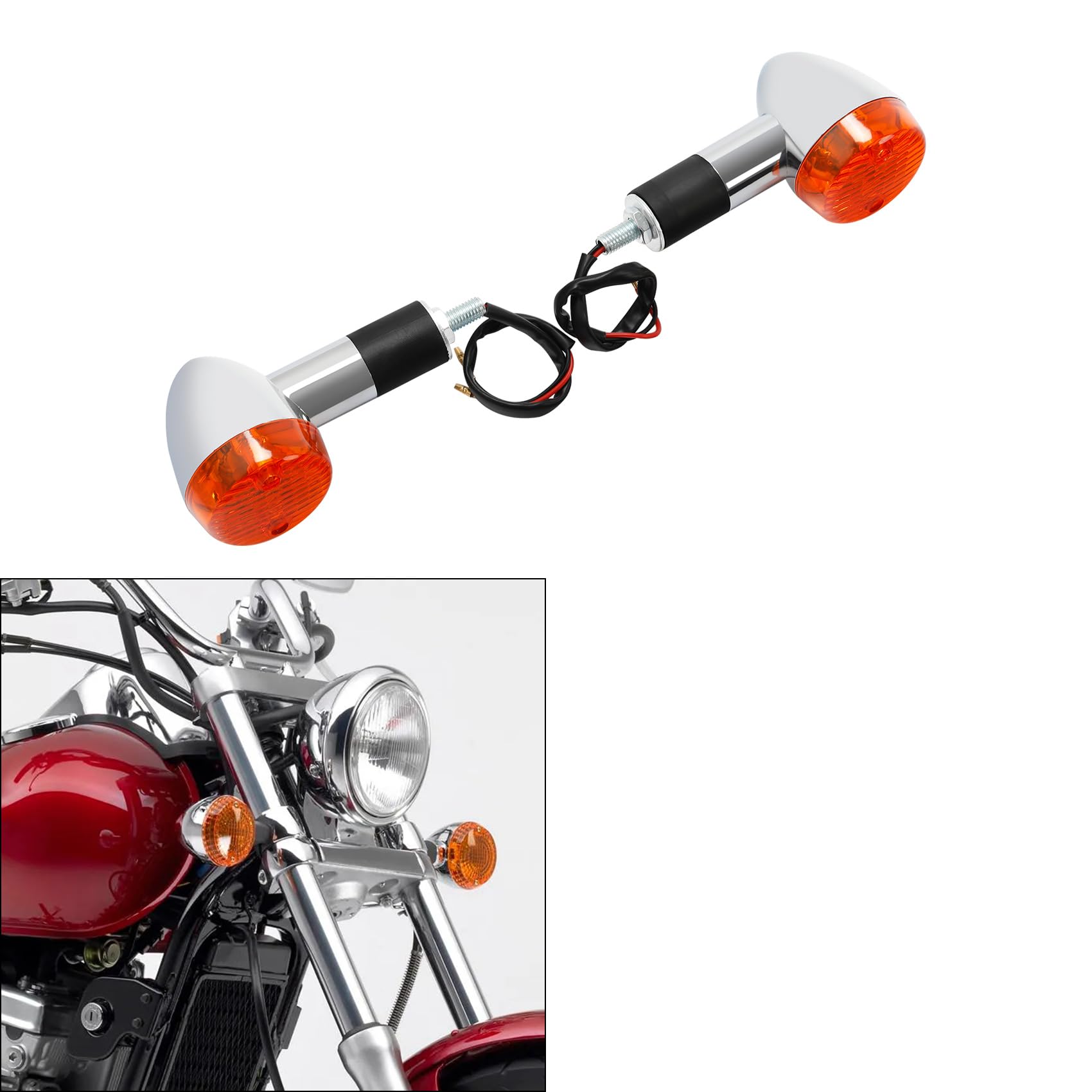 Green-L Front&Rear Turn Signals Lights Fit for Kawasaki Vulcan 750 800 900 1500 1600 1700 2000 (2 pcs)