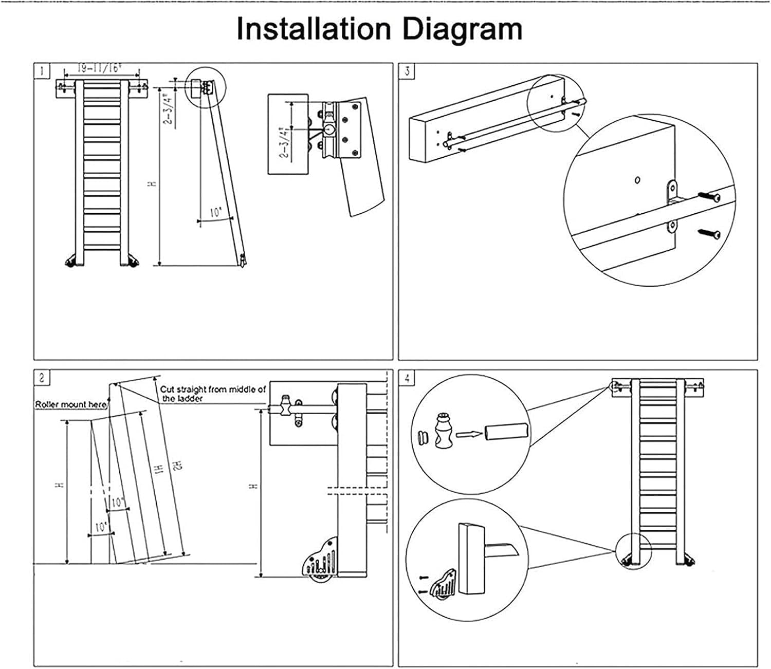 Sliding Ladder Hardware Kit Library Sliding Ladder Track Kit, Sliding Barn Door Black Track Accessories(100cm(3.3 ft) Track kit)