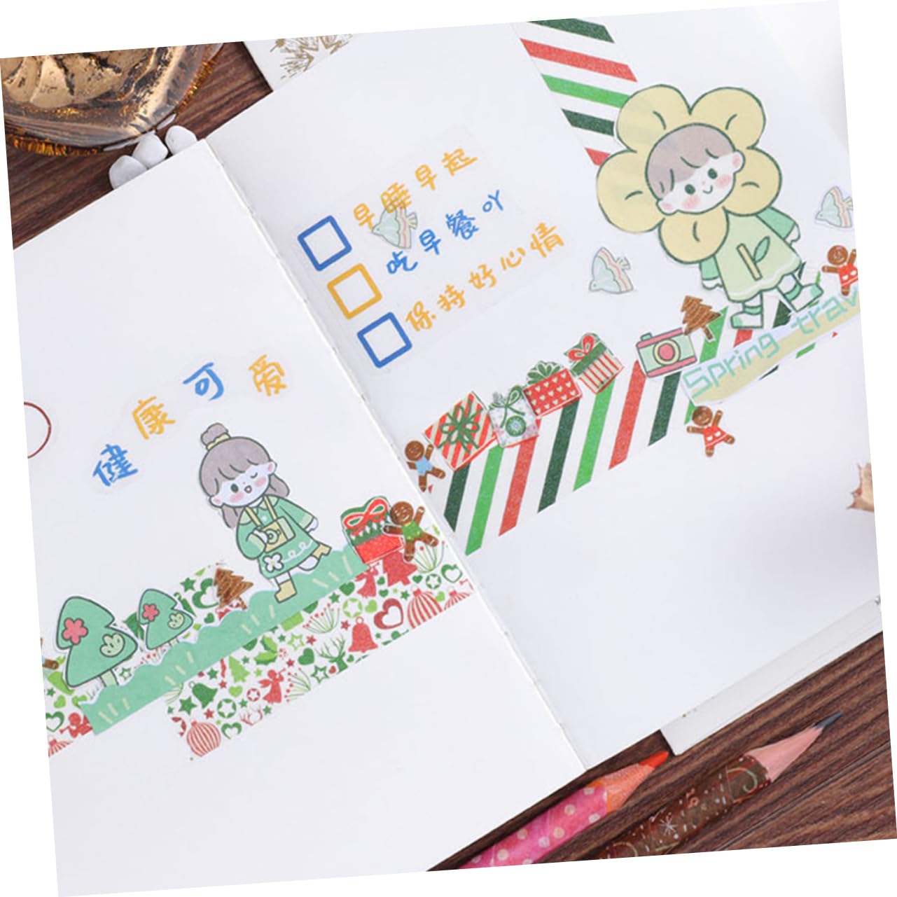 EXCEART 72rollos Cintas Washi Navideñas Decorativas Adhesivas para Manualidades Scrapbooking y Decoración De Creatividad para Hogar Navidad