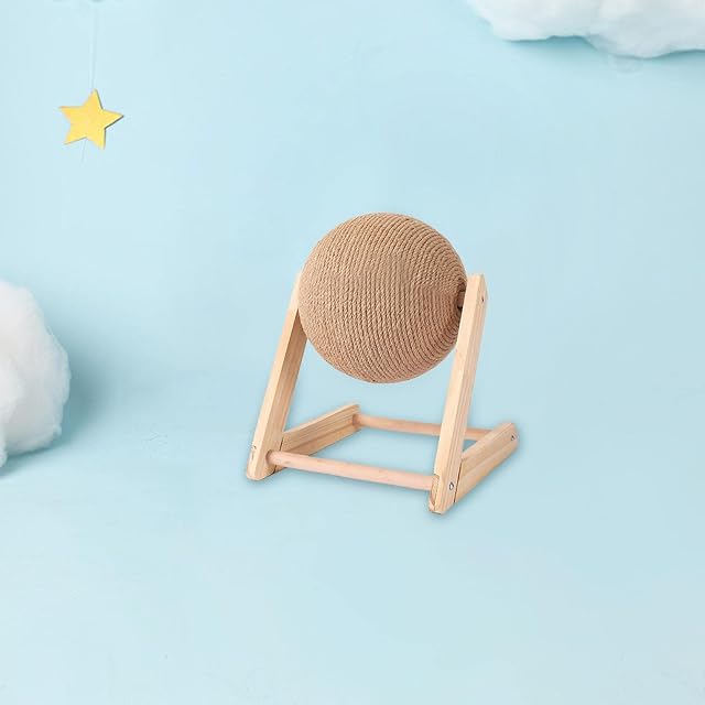 Foto 3 de 5 de woyufen Poste Rascador Esférico para Gatos, Poste Rascador para Gatos Rascador para Gatos con Cuerda Sisal