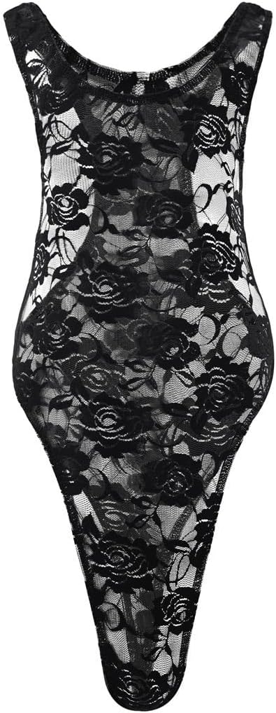 Men's Sexy Rose Lace High Cut One-Piece Undershirt Overall Muscle Shirt Skinny Bodysuit Clubwear