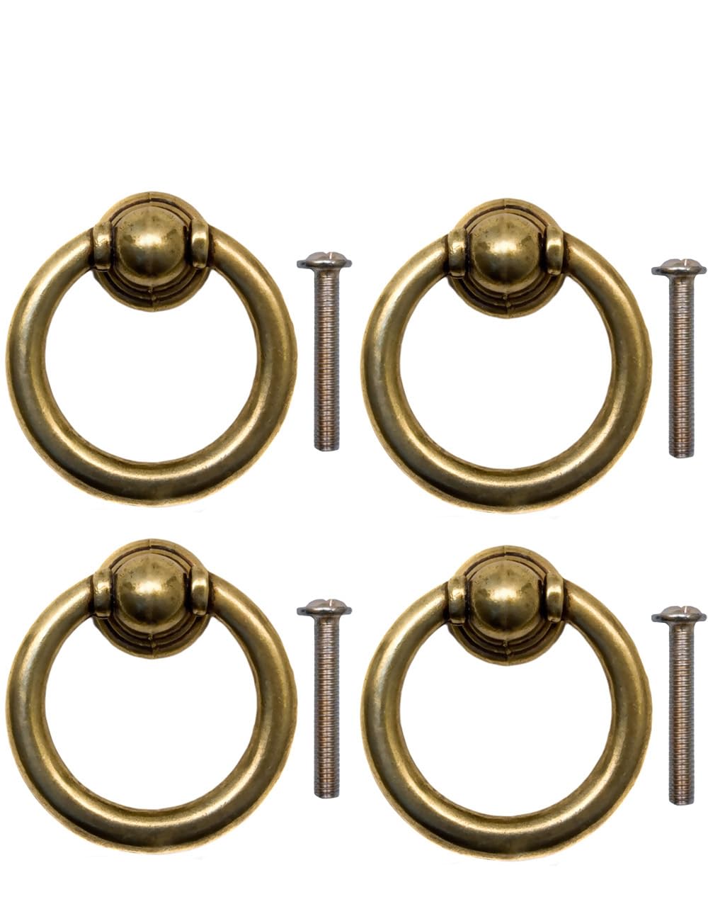 Fuxxer 4 maniglie anticate per cassetti, con occhielli in ferro, in ottone bronzo, 35 mm