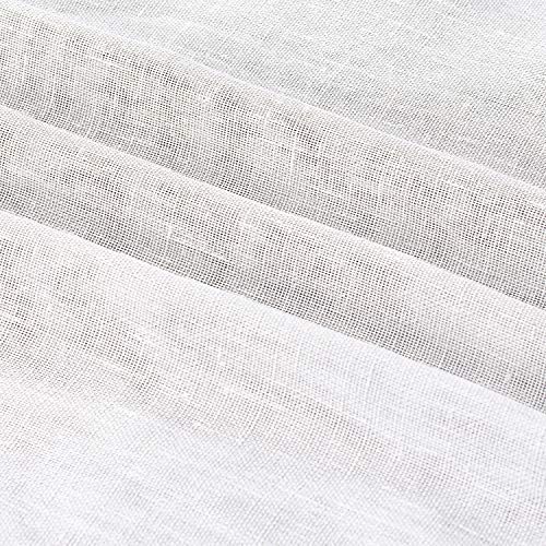 Turquoize Elegant Linen French Door Curtains Light Filtering Curtain Panels Rod Pocket Linen Panel For Glass Door With Tie-Back Privacy Assured Semi Sheer Door Panels, 52" W By 72" L, 2 Panels, White #TOP1