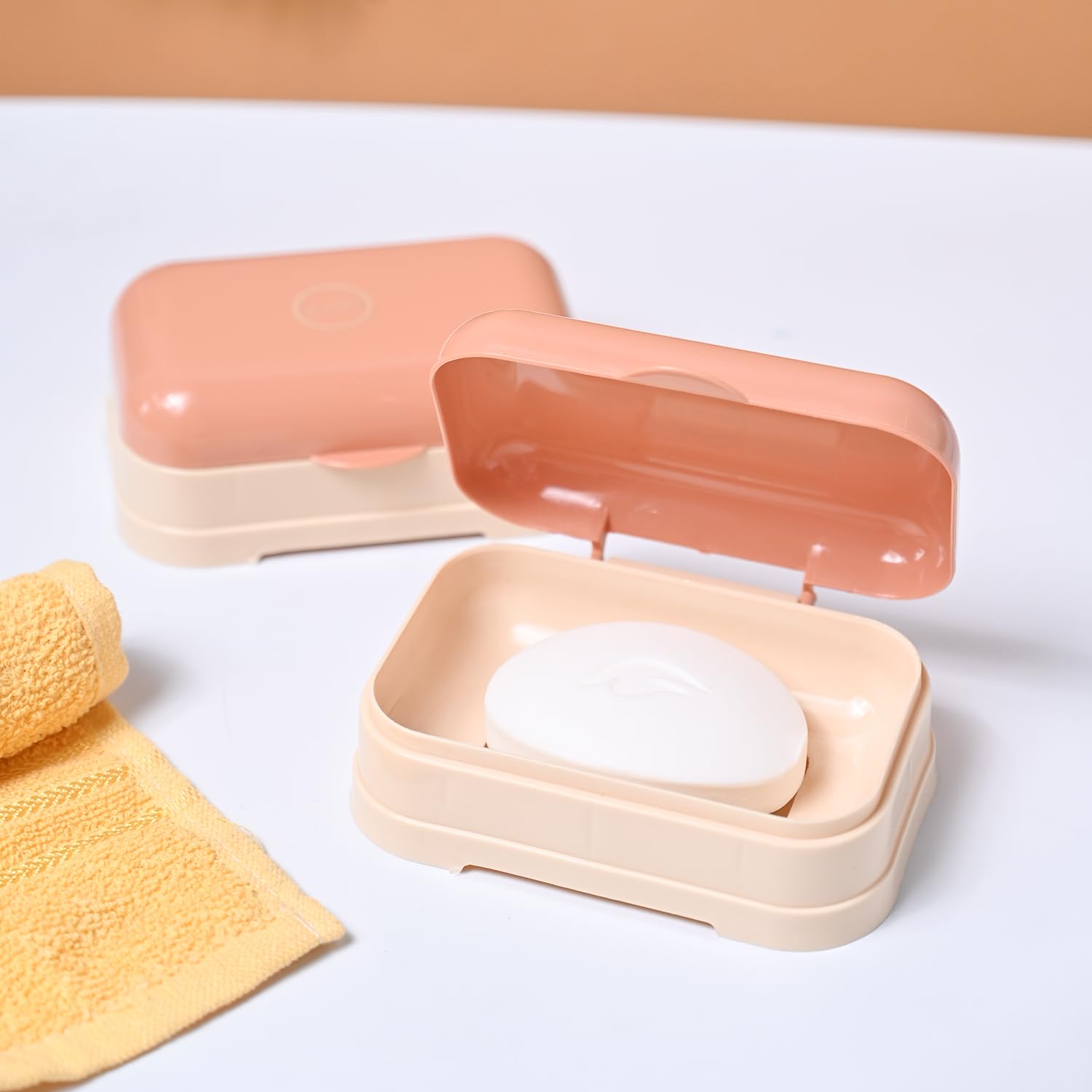 Market99 Plastic Peach Soap Dish - Set of 2,Portable Plastic Self Draining Soap Holder,Leakproof Soap Box for Bathroom,Outdoor Camping,Traveling (B0CYGC1N81) Amazon Price History, Amazon Price Tracker