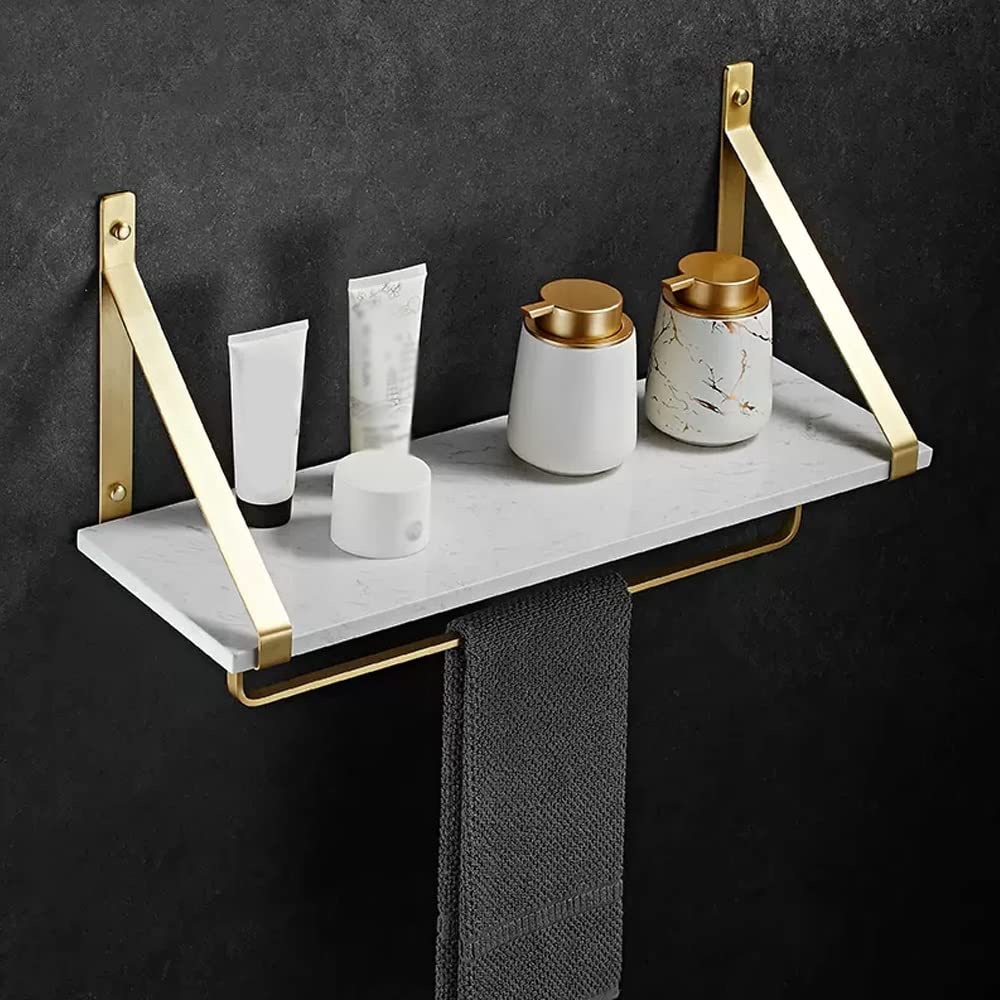 Shower Caddy Nordic Brass Shower Caddy Bathroom Shelf Multifunctional Bathroom Shelves with Towel Bar Wall Mounted Bathroom Organizer