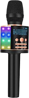 BONAOK Microphone Karaoke Adults, Upgraded Bluetooth Wireless Microphone Singing Recording, Kids Microphone Voice Changer, FM Bluetooth Mic Rechargeable, Compatible with Bluetooth Devices Rose Gold