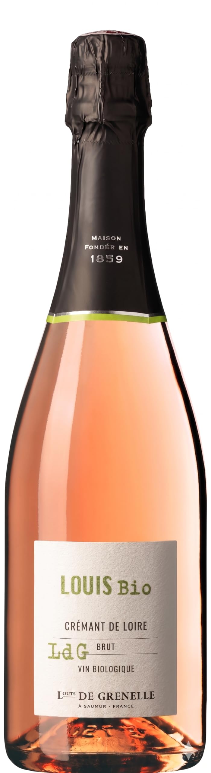 Louis de Grenelle Cabernet Franc Chenin Blanc Crémant de Loire Rosé, 750ml, Sparkling Wine, Organic, Vegan, 12.5% ABV, France, Bottle
