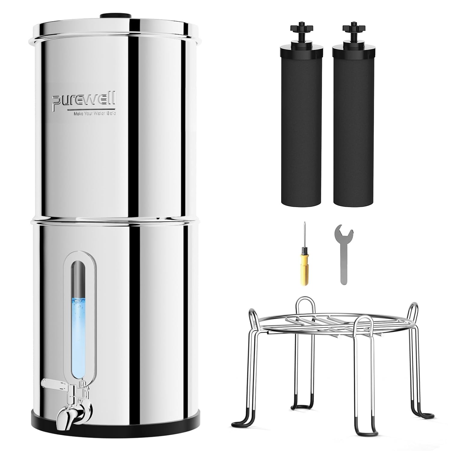 Purewell Schwerkraft-Wasserfilter – Mobiler Aktivkohlefilter für Regenwasser & Trinkwasser – Kein Stromanschluss – Ideal für Haushalt & Outdoor