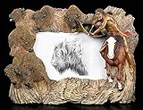 handbemalt Figuren Shop GmbH Indianer Bilderrahmen mit Bisons - Western