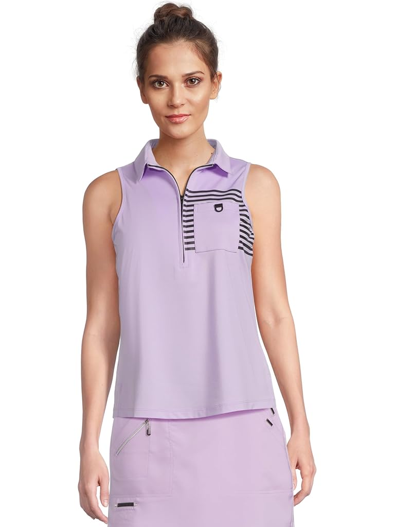 Pink Jamie Sadock Full Button Front Sleeveless Polo