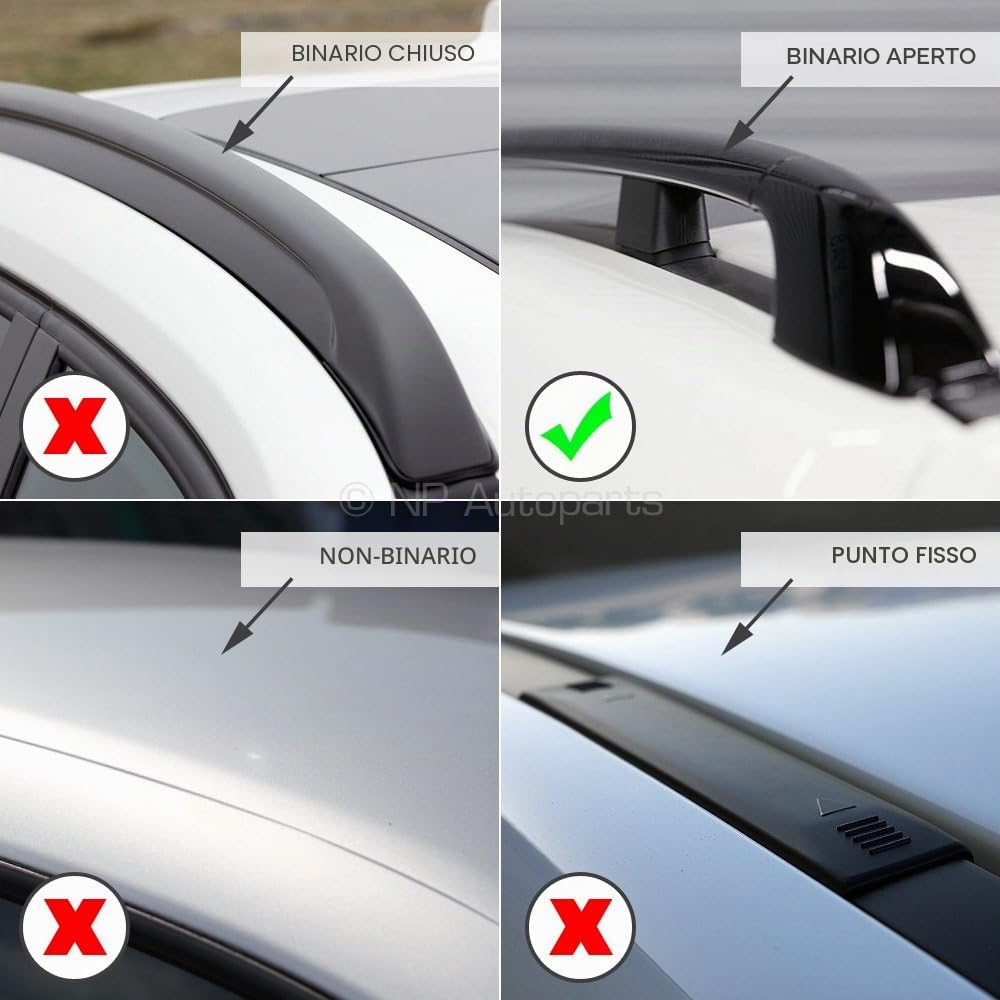 Barre portatutto in alluminio + Portasci 4 paia di sci o 2 snowboard per DACIA DUSTER III dal 2018 in poi con railing aperti