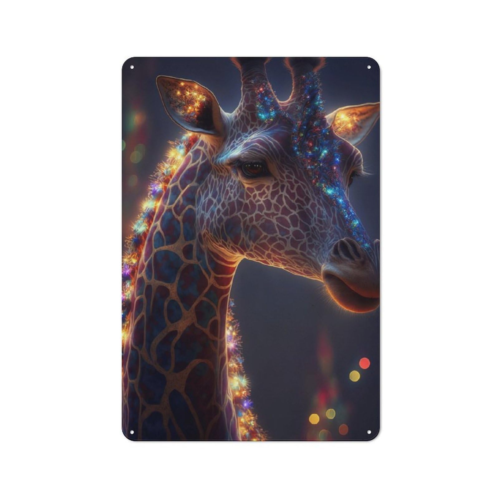 Junmoney Neon Giraffe Vintage Metal Wall Sign 30X20cm For Bar Or Restaurant, For Kitchen, Dining Room And Home Bar Wall Decor