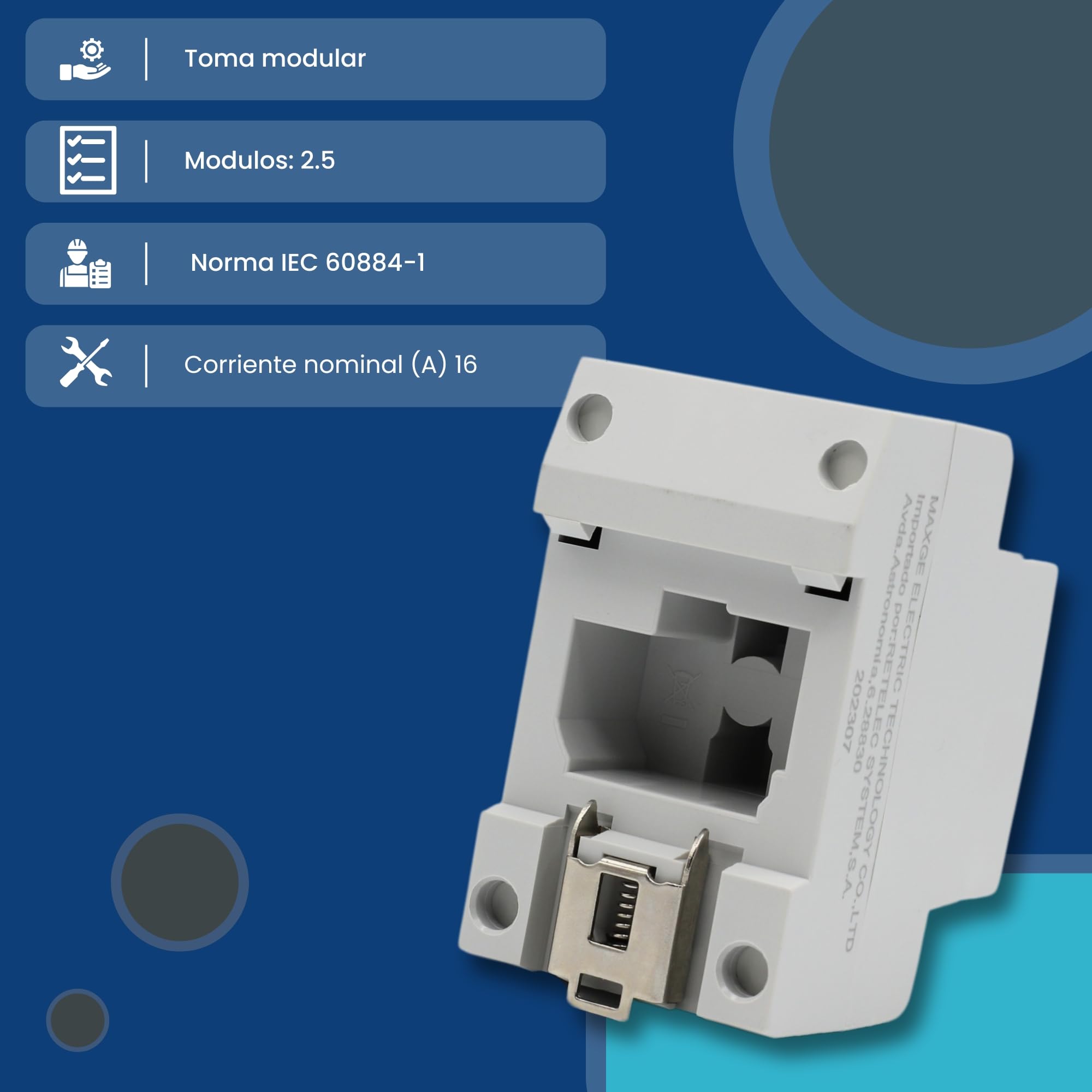 TECHZOCO Toma de corriente schuko, Enchufe Modular Schuko, Toma schuko Cofrets, Normativa EN/IEC60884-1 | Tensión de empleo 250V AC, Conexión hasta 25mm2, Intensidad 16A, 2 Polos+E, Apto para cofrets