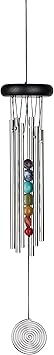 Woodstock Wind Chimes for Outside, Outdoor Decor, Outdoor and Patio Decor, Porch Decor, Meditation, Yoga, Awareness, Relaxation, 17" Woodstock Chakra Chime Seven Stones (CC7)