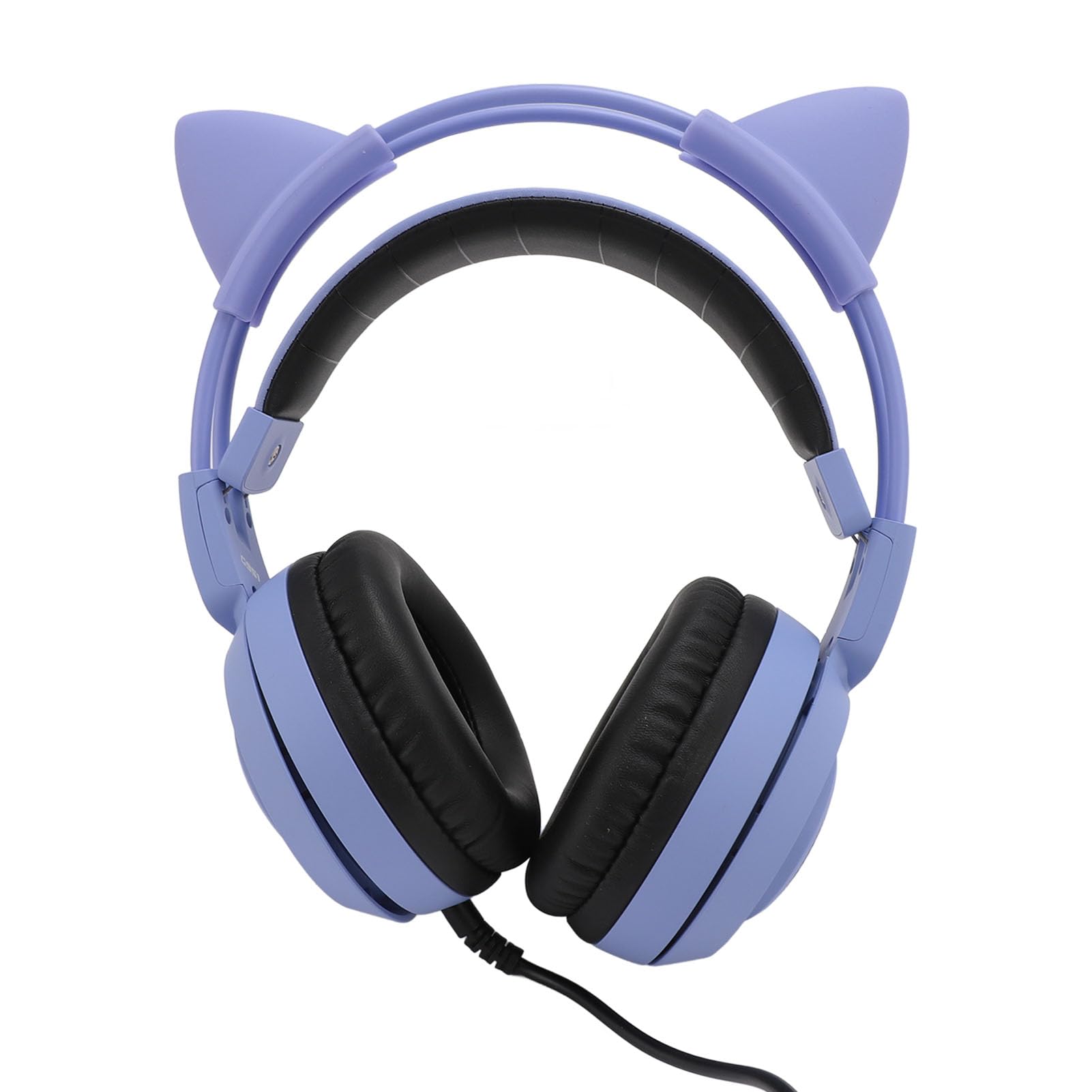 SUNGOOYUE Auriculares Estéreo para Juegos, Bonitos Auriculares con Orejas de Gato de 3,5mm con Micrófono para Niñas, , PC, Altavoces Premium, Uso Cómodo (Violeta)