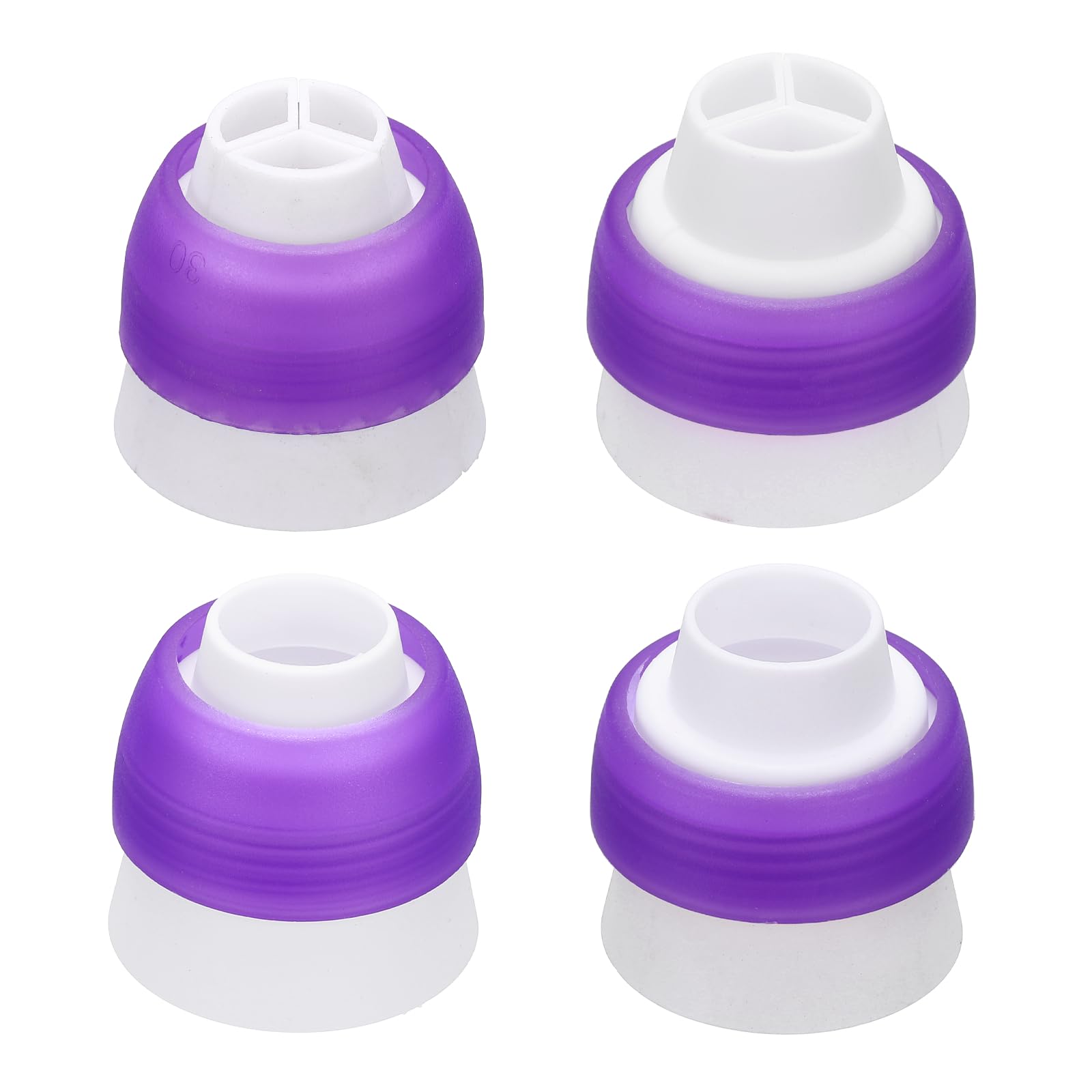 sourcing map 4 Pcs Piping Tip Coupler, Plastic 3 and 1 Color Couplers Icing Frosting Piping Bag Reusable Cake Baker Decor Tools Kit for Pastry Cupcake Tips Russian Flower Mouth Nozzles, Purple