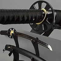 Vista 14 de Espada samurái Wakizashi hecha a mano, Katana de espiga completa, espada media, cuchillos japoneses hechos a mano listos para la batalla