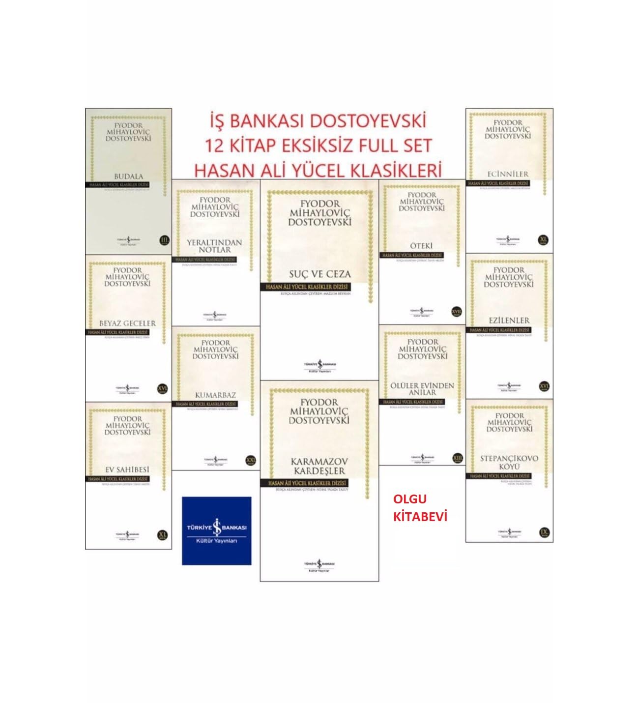 iş bankası yayınları Dostoyevski 12 Kitap eksiksiz full set /…