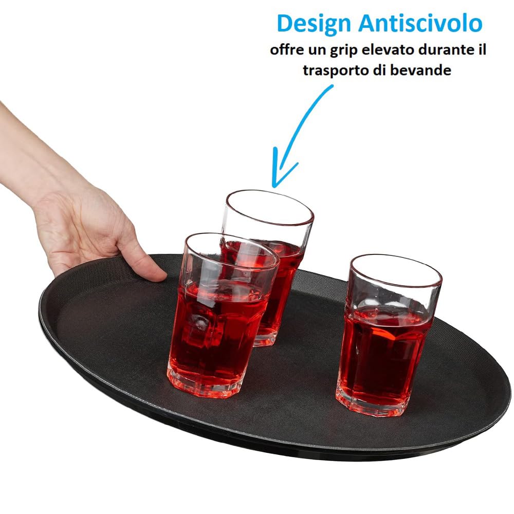 3 Vassoi Antiscivolo da Bar Rotondo grande 46 cm Superficie