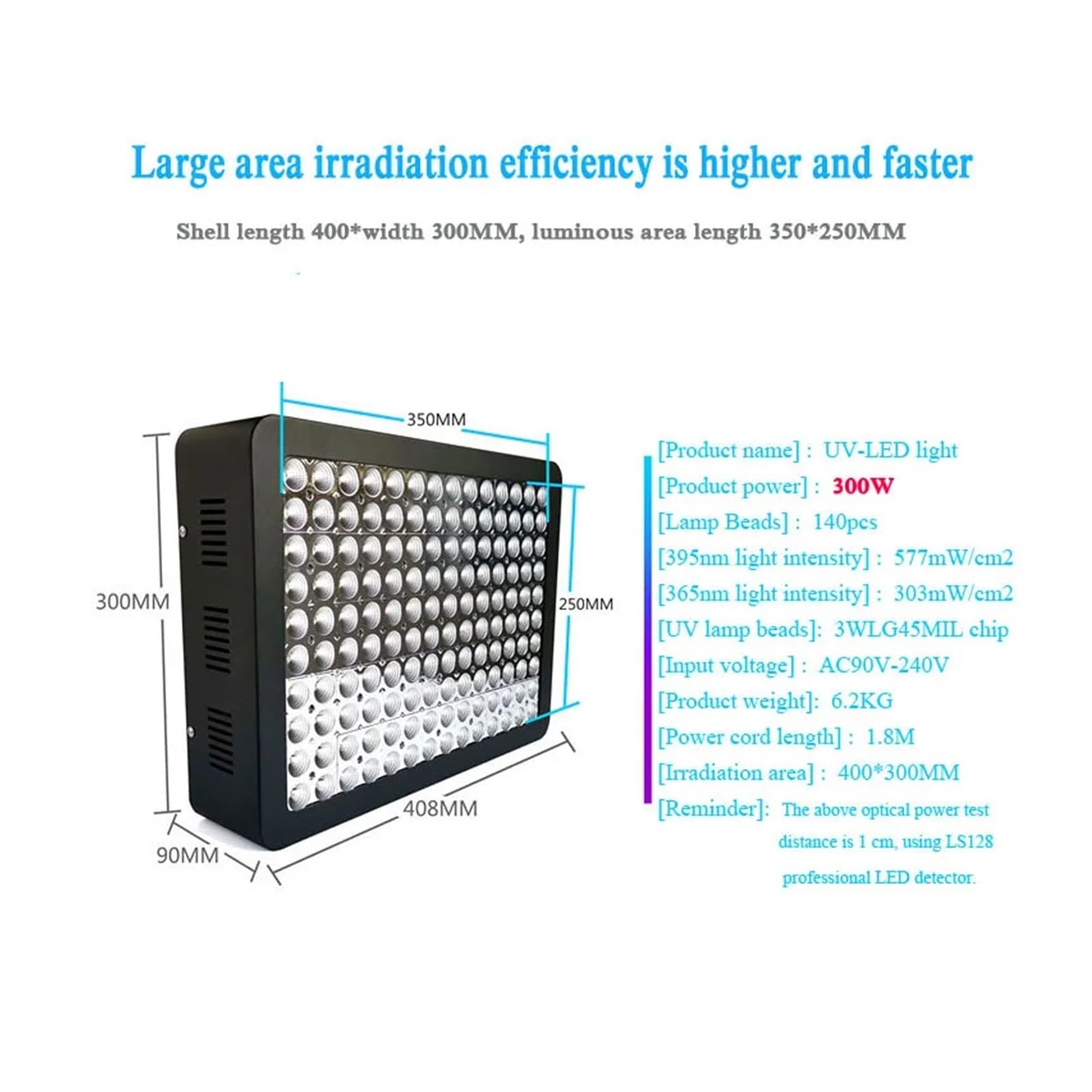 Luce LED UV, Lampada a irradiazione di grandi superfici Lampada a polimerizzazione UV Lampada a polimerizzazione UV Lampada UV senza ombre Riflettore Luce UV Colla UV Colla senza ombre per unghie in g