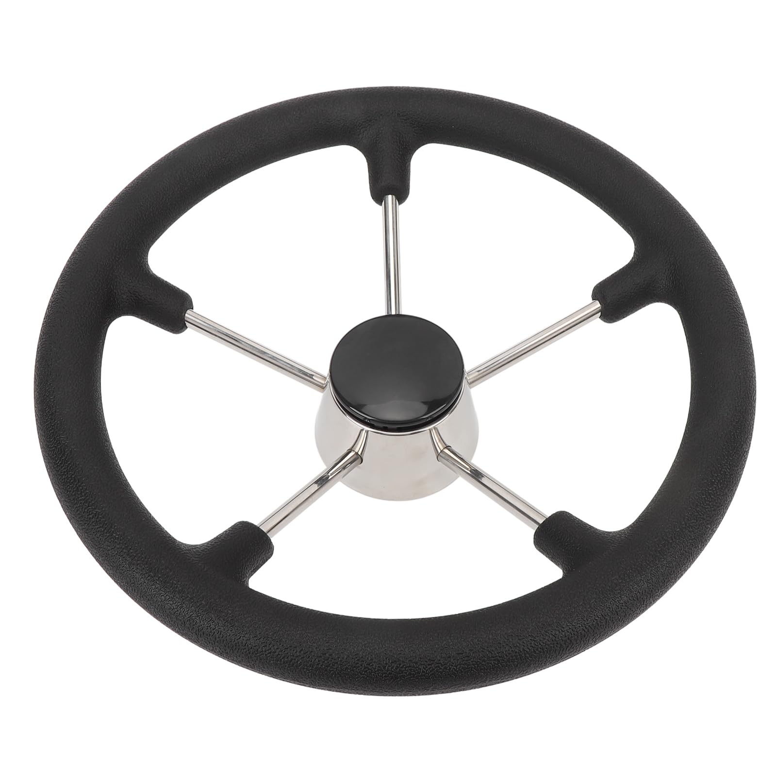 Boat Steering Wheel 5 Spoke Stainless Steel Marine Steering Wheel with PU Foam Grip and Center Cap for Yachts Speedboats Ships 13-1/2 Inch