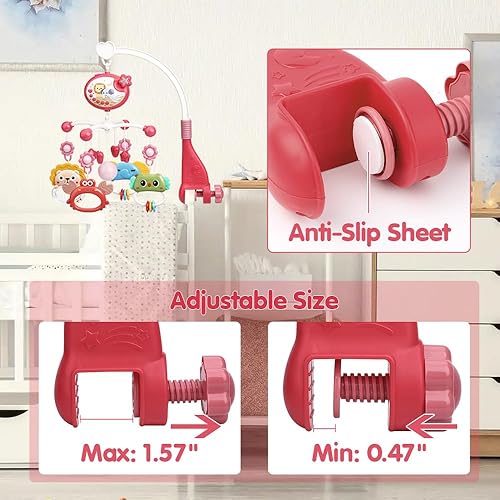 Miniatura 2 de Mini Tudou Móvil para cuna de bebé con música y luces, control remoto de rotación de 360 para cuna con 400 canciones de cuna, luz nocturna de