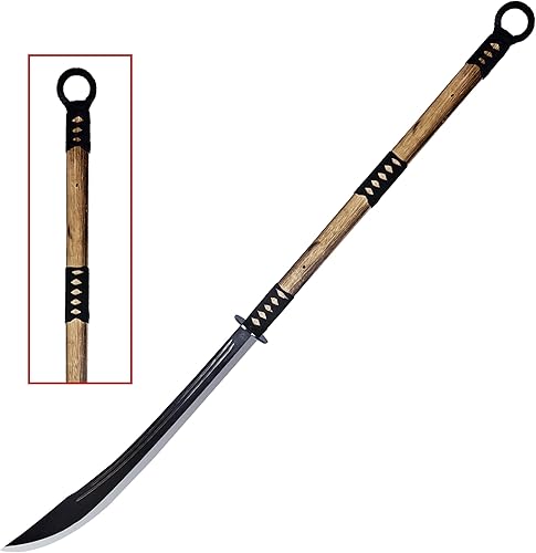MedievalDepot Naginata guerrero samurái japonés (53 pulgadas, acero de alto carbono, funda de cuero negro)