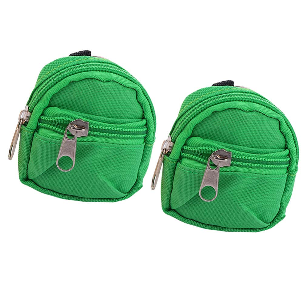 PRETYZOOM 2Pcs Mini Coin Purse Backpack Charm Backpack Keychain Pendant Change Zipper Pouches for Backpack Decor Green, Green, 7.5X7.5CM