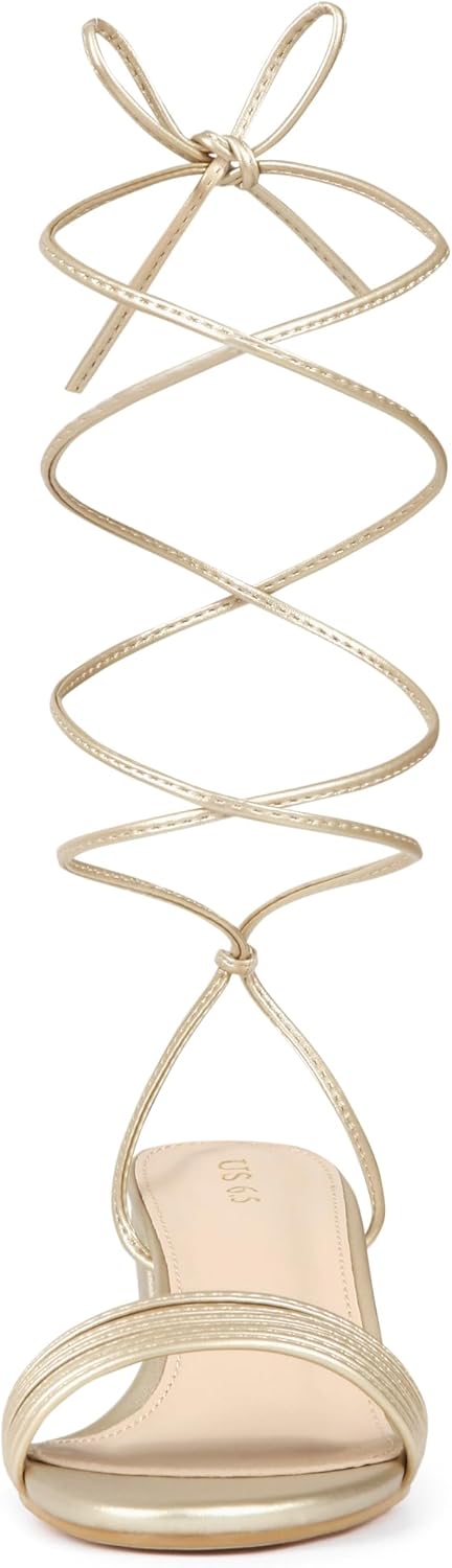 Allegra K Women's Sparkle Strappy Lace Up Block Heels Sandals - Image 3