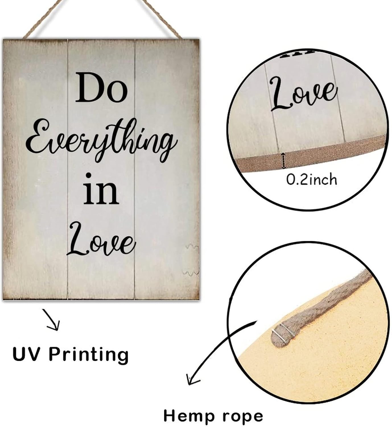 Rustic Wood Sign Do Everything in Love Wood Plaque Vintage Farmhouse Wall Hanging Sign Art Decor Plaque with Quotes for Home 18x24in Housewarminmg Gift for Home Wall Decor