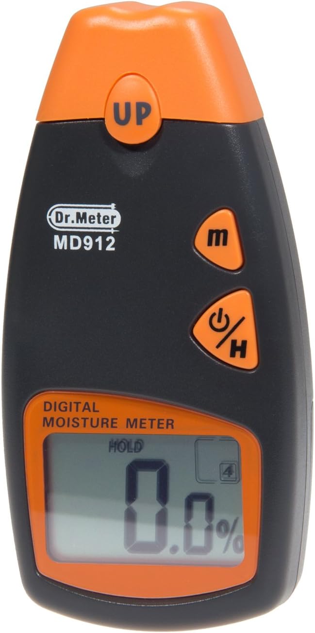 Dr.Meter MD912 Tools Digital Moisture Meter For Wood, Sheetrock, Carpets, 2-Pin Sensor