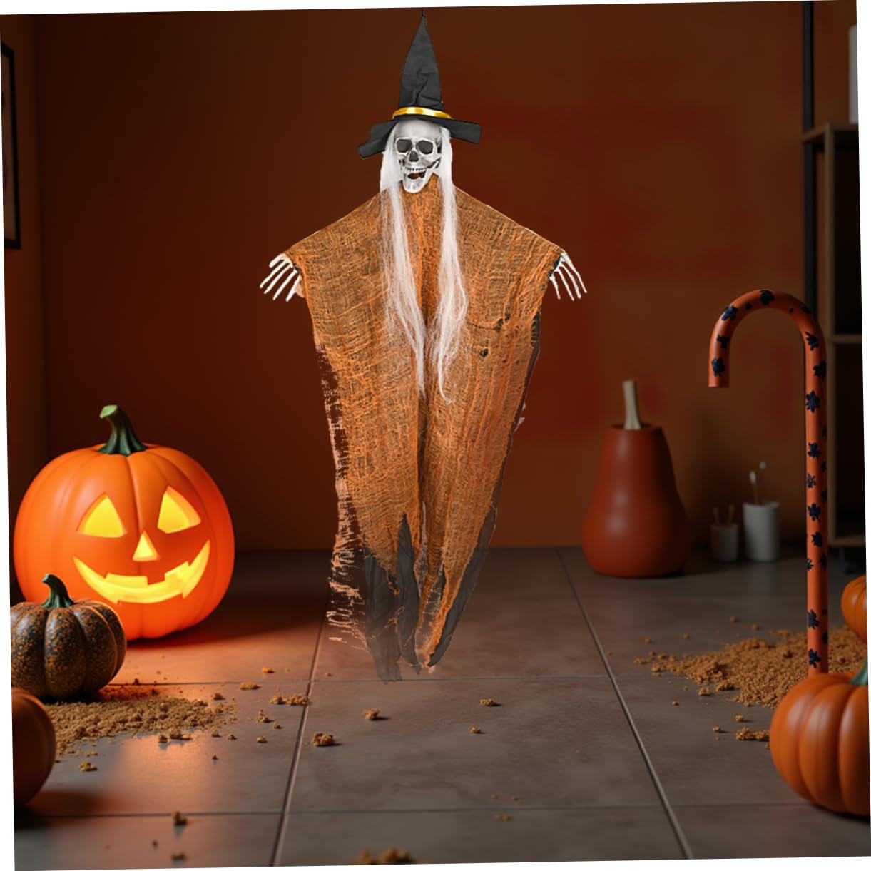 KOMBIUDA 4 Sztuki Częściowy Zawieszek Kościotrupa z Kapturem Regulowane Elementy Dekoracje Halloween Do Domu Strachów i Ogrodu Łatwe Zawieszenie Ozdoby Imprezy i Sceny Escape