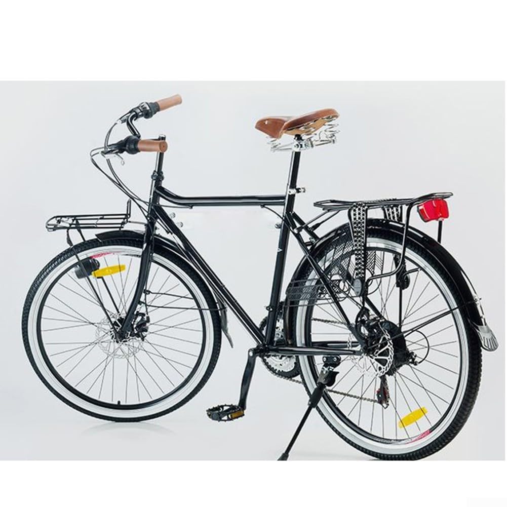 Vintage Leder Fahrradsattel mit Dreifachfeder-Stoßdämpfung, ergonomisches Rindsleder-Fahrradsitzkissen für Rennradfahren, Retro-Braun, 26 x 21,5 cm