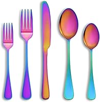 Vista 11 de Juego de cubiertos dorados de 20 piezas para 4, juego de cubiertos de acero inoxidable premium, juego de utensilios de cubertería, juego de vajilla