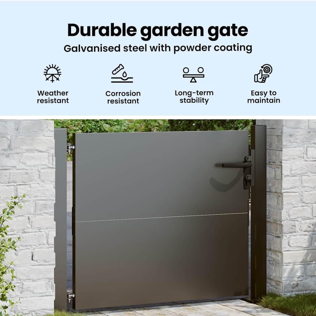 vidaXL Gartentor Schwarz 85 x 105 cm Pulverbeschichteter Stahl, Elegantes Garten- und Terrassentor, Metall, modernes Design, rostfrei, wetterfest, laserbeschnittene Sicherheitsbarriere