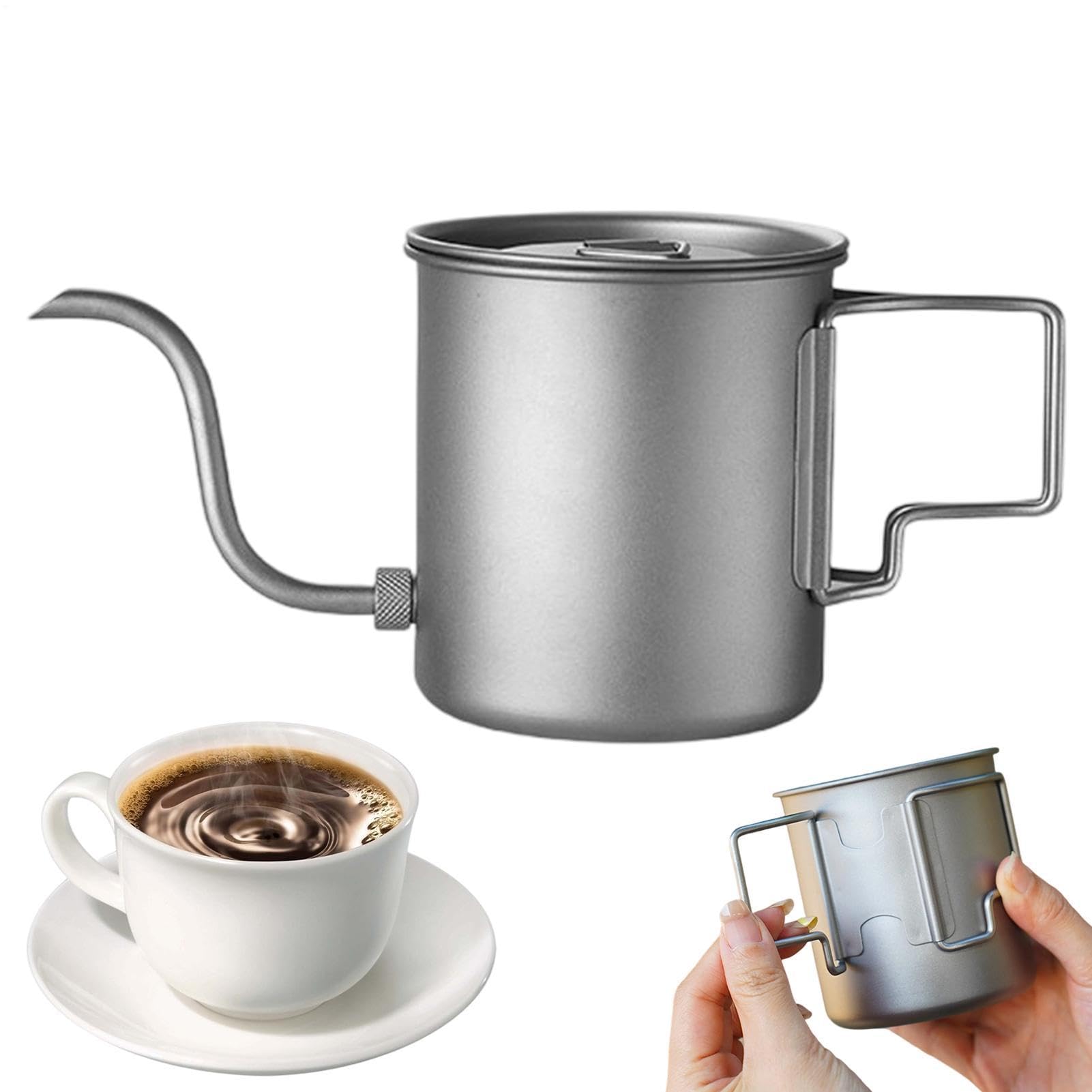Gourde en titane - Bouilloire de camping de 420 ml | Poignée pliable
