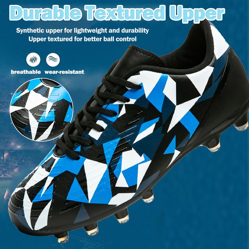 MIFAWA Kids Soccer Cleats Boys Girls Soccer Cleats Youth Football Cleats Boys Kids Firm Ground Soccer Cleats for Boys Girls Athletic Outdoor Football Shoes Youth Baseball Cleats Boys Girls - Image 3
