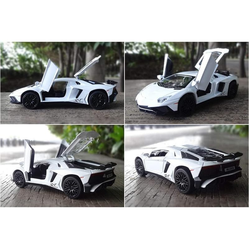 Image of Alloy Collectible Lamborghini Toy Vehicle Pull Back Die-Cast Car Model with Lights and Sound-Black