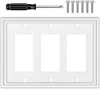 OKAYZIP White Triple Gang Decorator Switch Plate Cover - Natural Material, Modern Roman Column Design for Outlets, GFCI, Dimmers (1 Pack)