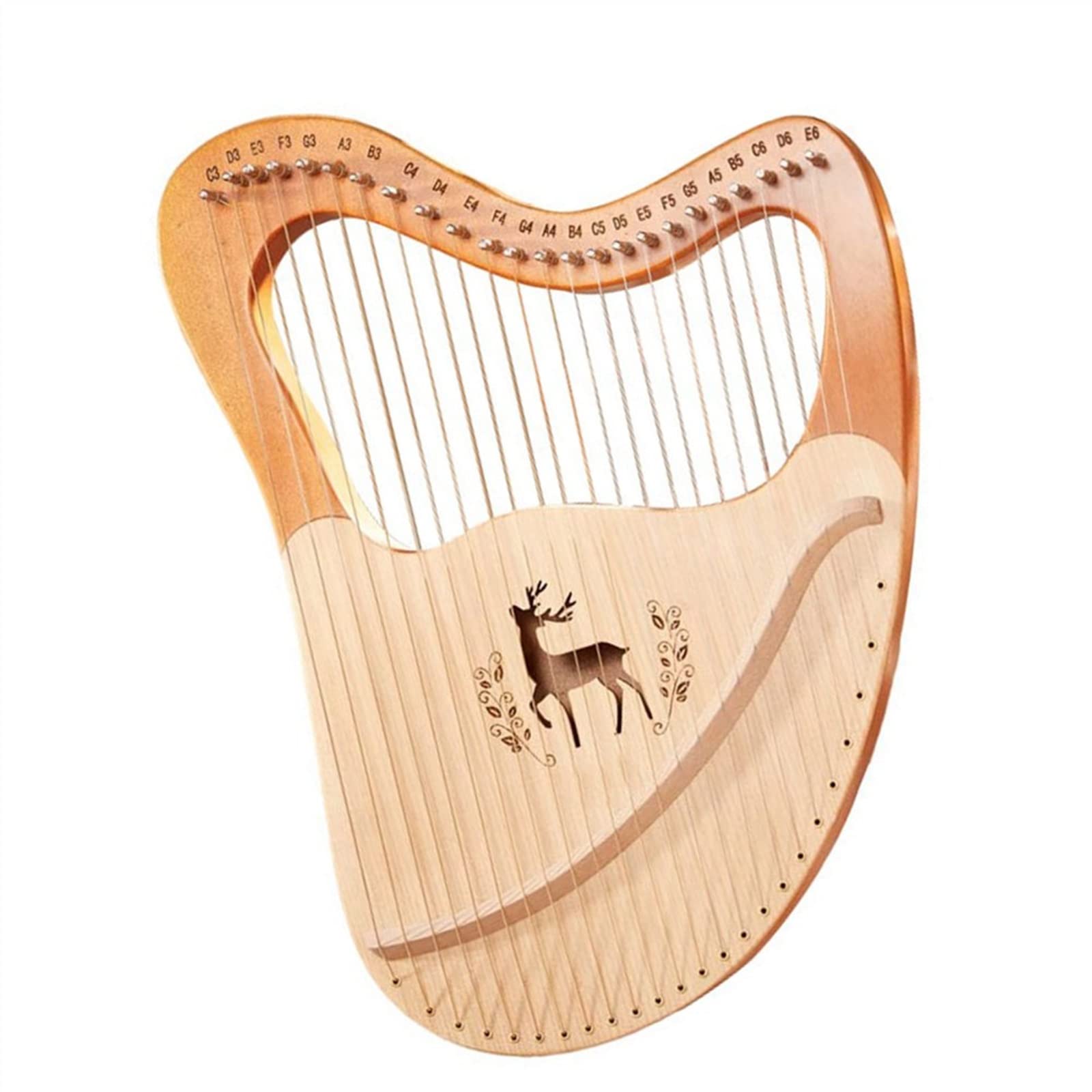 Arpa Strumento Musicale A Lira in Legno Massello A 21/24 Corde per Principianti, Mini Arpa Musicale Portatile (Color : 24)