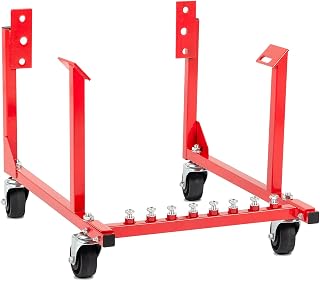 1000lbs Auto Engine Cradle Stand with Dolly Wheels Compatible with Chevrolet Chevy V8 Small Block and Big Block (Red)