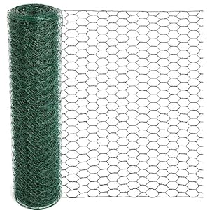 Chicken Wire for Floral Arrangements, 15.7 x 157 Inches Green Mesh, 0.6 Inch Hexagonal Galvanized PVC Coated Netting Fence for Crafts, Poultry, Garden