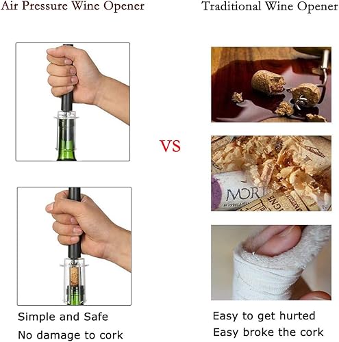 Miniatura 4 de Abridor de vino, sacacorchos con bomba de presión de aire, abridor de botellas de vino con cortador de aluminio, regalos para los amantes del vino