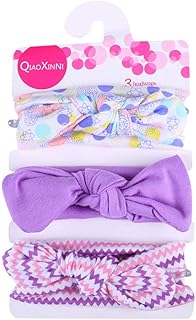 3 peças de faixas de cabelo de nylon para bebês, laços de camada dupla, faixas de cabelo com turbante elástico com nó, acessórios de cabelo para meninas recém-nascidas (tamanho A, tamanho único)
