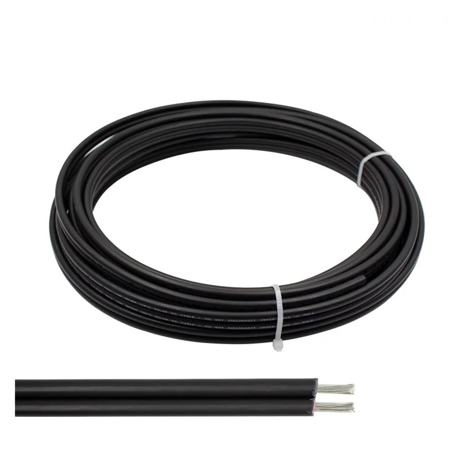 1/5/10 Meter Doppelcode 2X4MM2/6mm2 (12AWG/10AWG) Solarkabel, schwarzes PV-Kabel, Kupferleiter, XLPE-Mantel(6mm2(10AWG),10M)